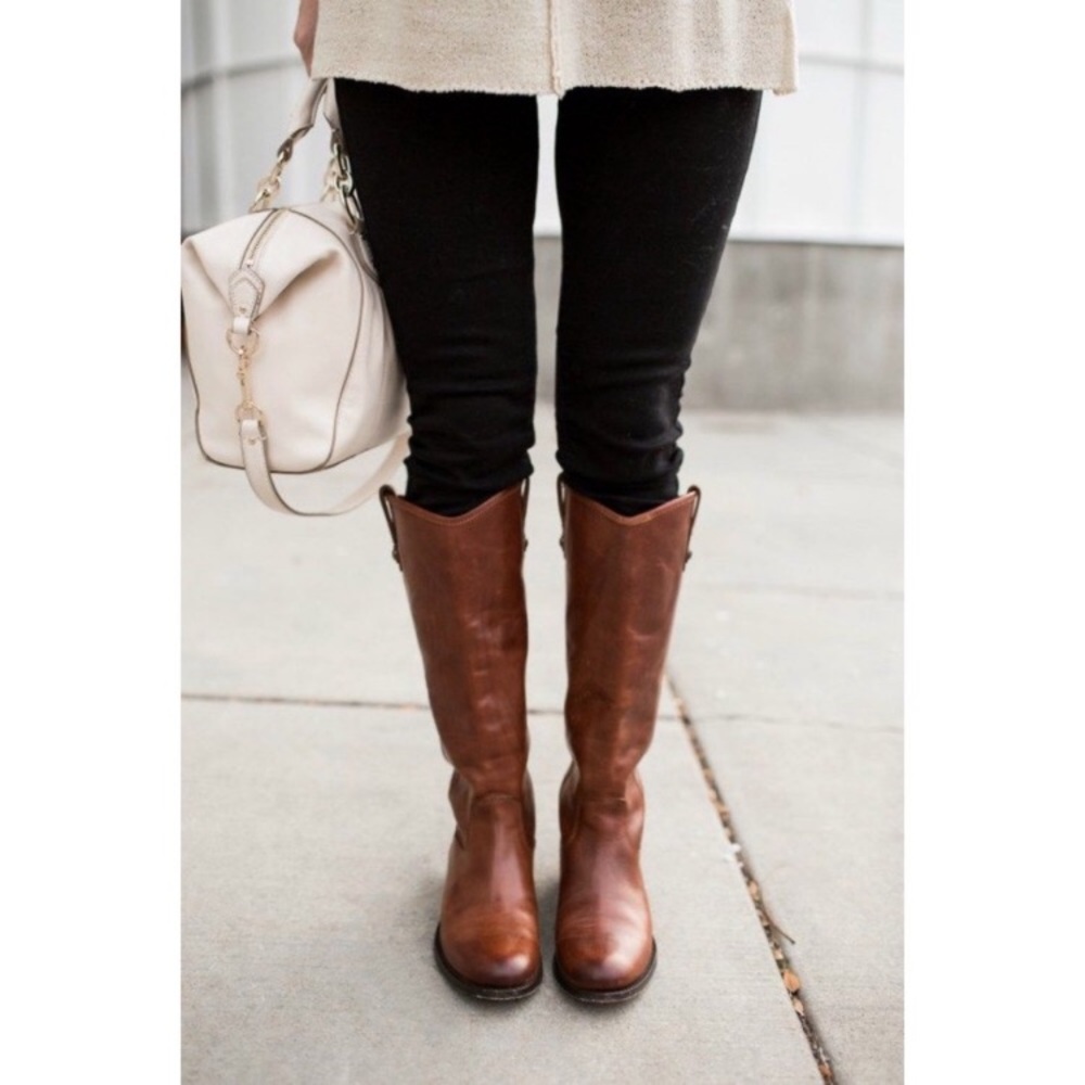 Frye Melissa Button Cognac Leather Knee High Boot - Picture 6 of 16